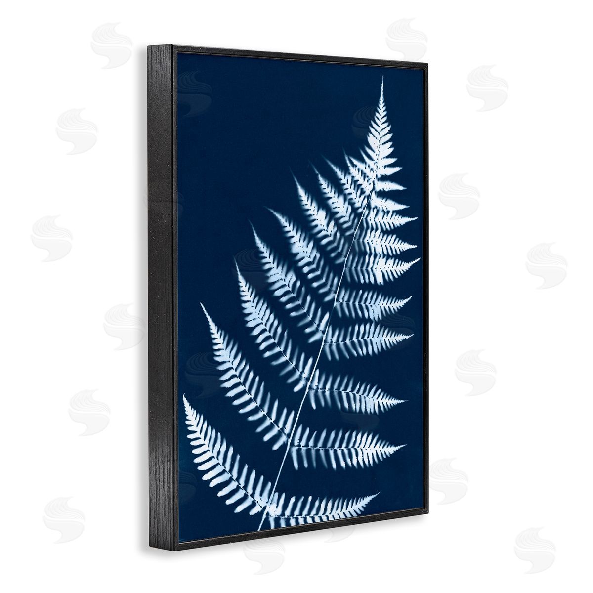 Blue Fern Impression Black Frame Print Wall Art, Home Decor by Jason Johnson