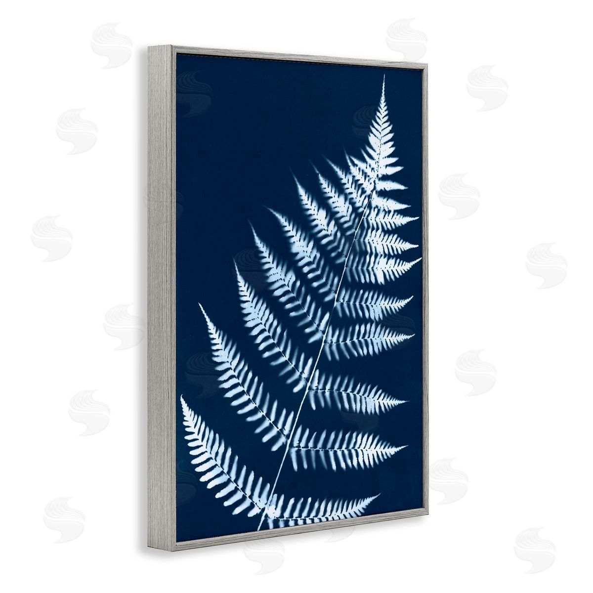 Blue Fern Impression Grey Frame Print Wall Art, Home Decor by Jason Johnson