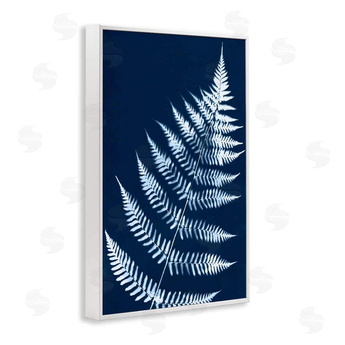 Blue Fern Impression White Frame Print Wall Art, Home Decor by Jason Johnson