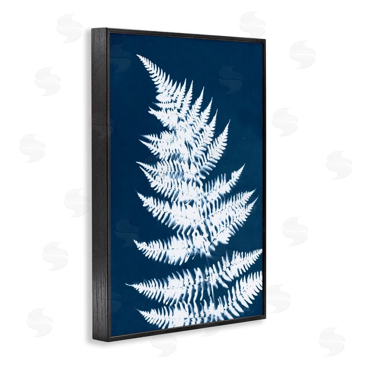 Blue and White Fern Black Frame Print Wall Art, Home Decor by Jason Johnson