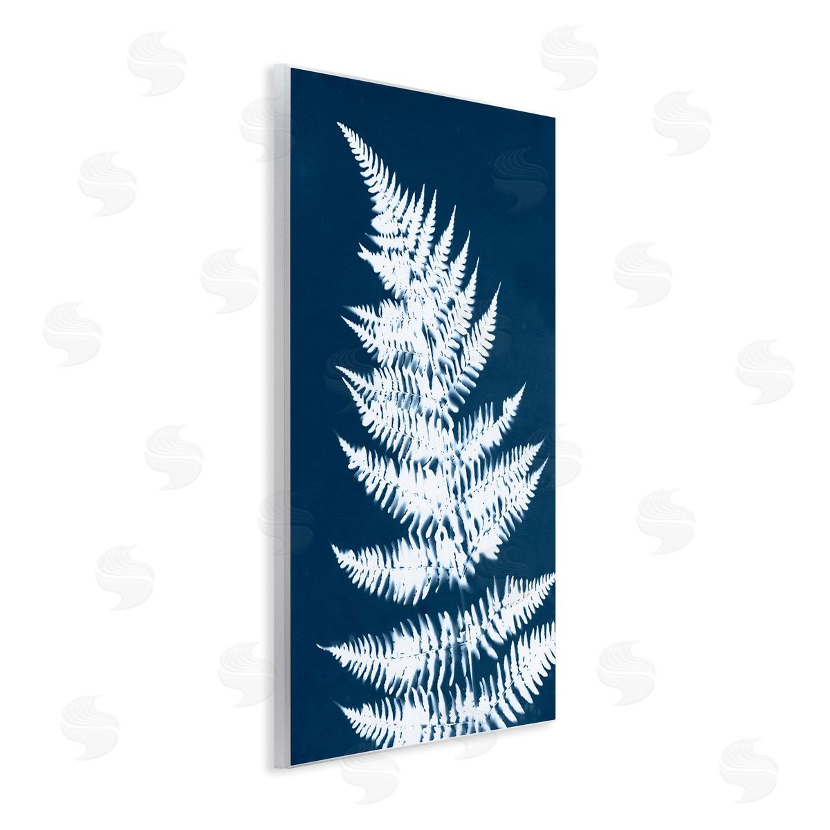 Blue and White Fern Wood Plaque Wall Art, Home Decor by Jason Johnson