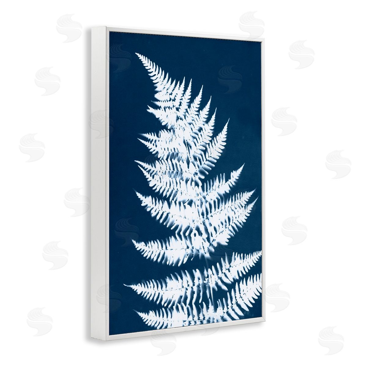 Blue and White Fern White Frame Print Wall Art, Home Decor by Jason Johnson