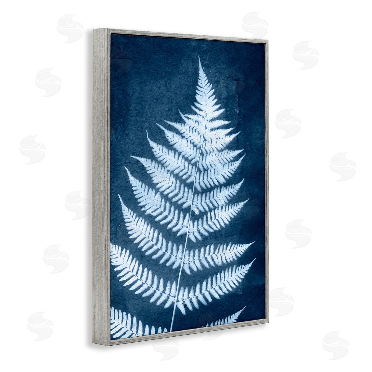 Blue Natural Fern Grey Frame Print Wall Art, Home Decor by Jason Johnson