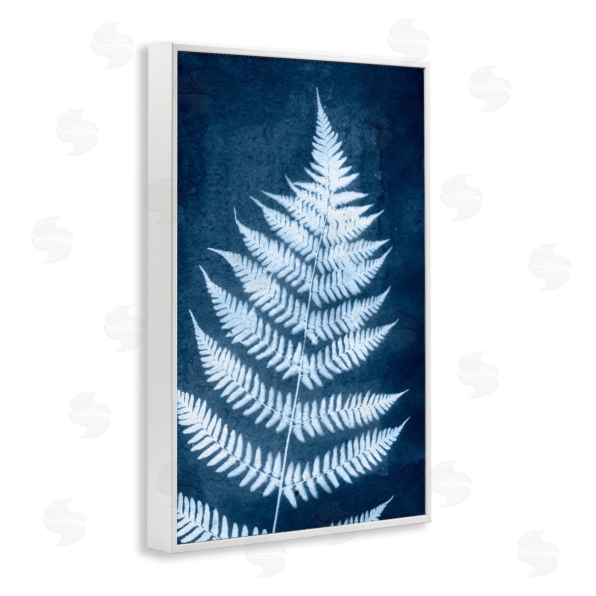Blue Natural Fern White Frame Print Wall Art, Home Decor by Jason Johnson