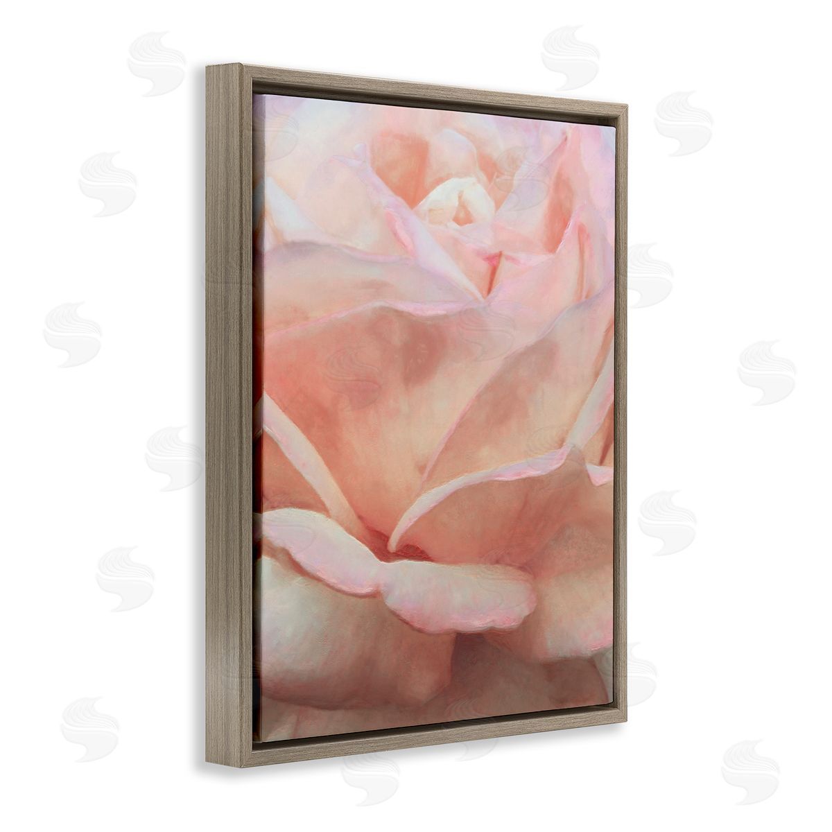 Soft Rose Petals Brown Floating Frame Canvas Wall Art, Home Decor by Alonzo Saunders