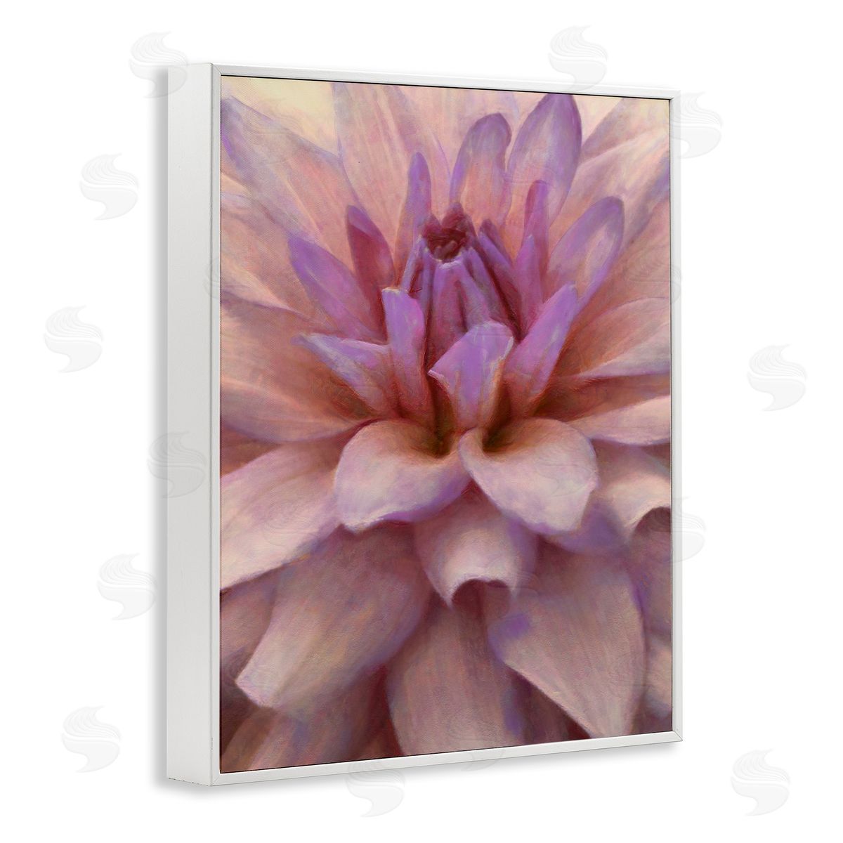 Purple Dahlia Petals White Frame Print Wall Art, Home Decor by Alonzo Saunders