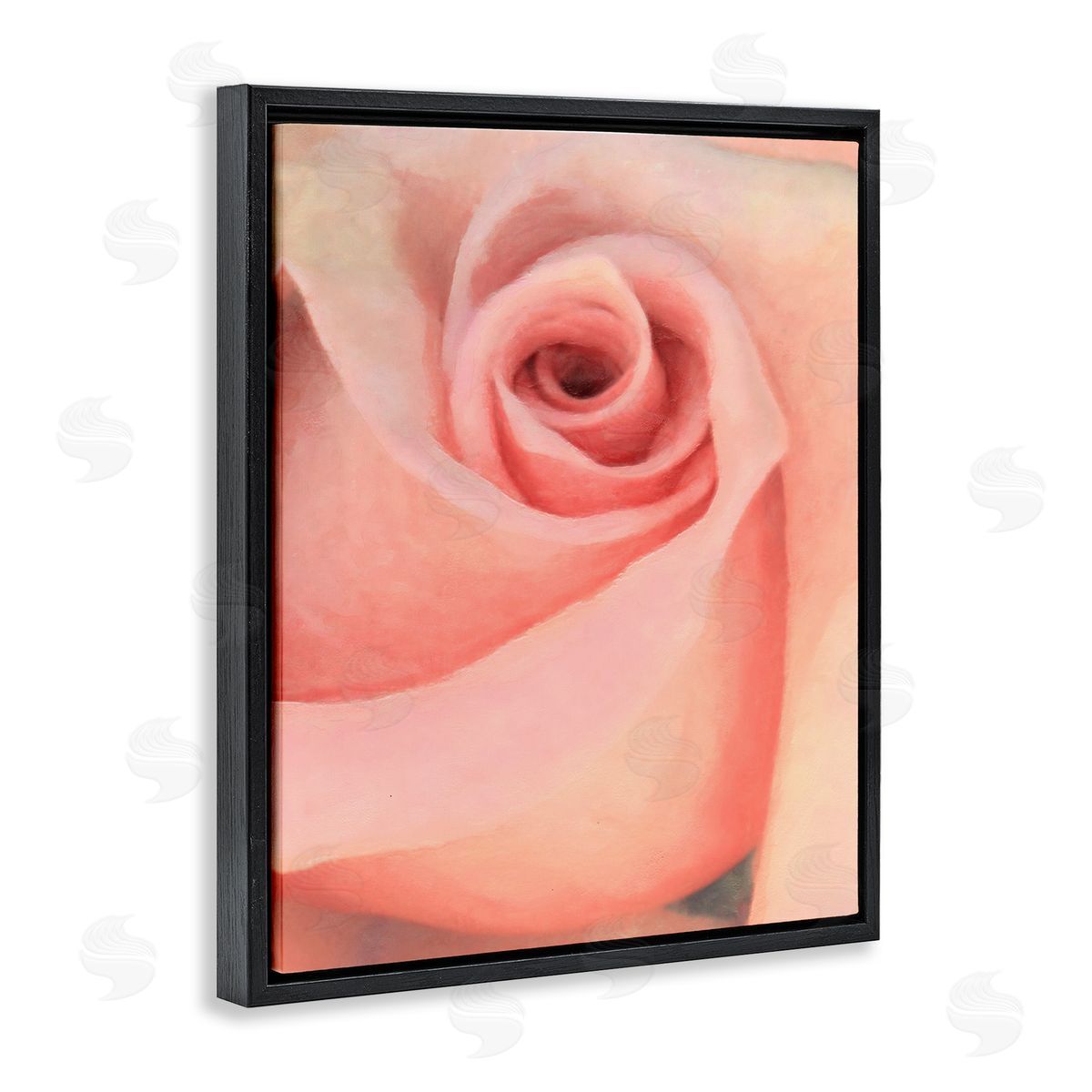 Spiral Rose Anther Black Floating Frame Canvas Wall Art, Home Decor by Alonzo Saunders