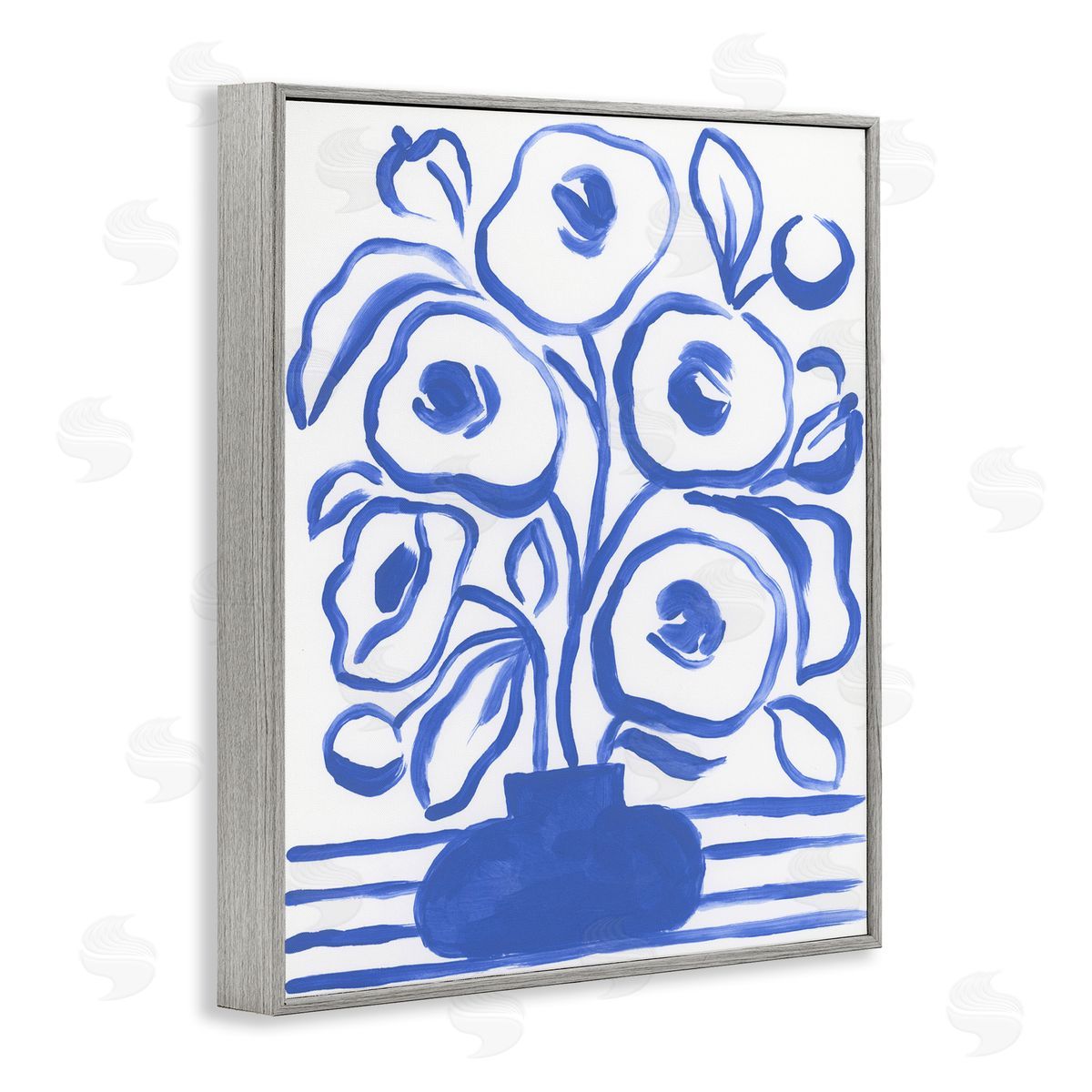 Abstract Poppy Vase Grey Frame Print Wall Art, Home Decor by June Erica Vess