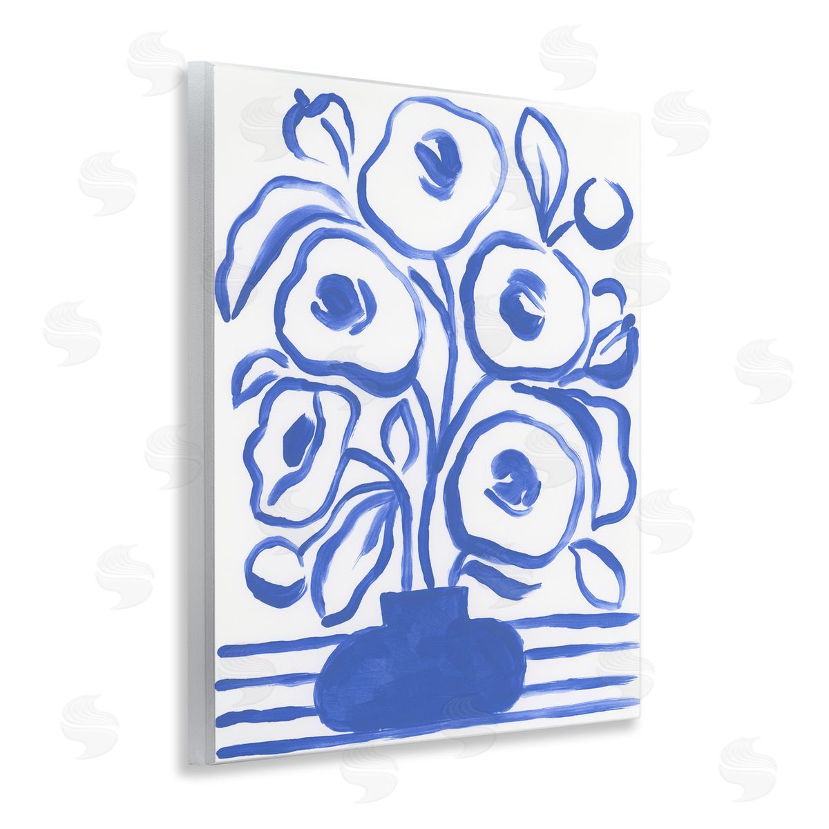 Abstract Poppy Vase Wood Plaque Wall Art, Home Decor by June Erica Vess