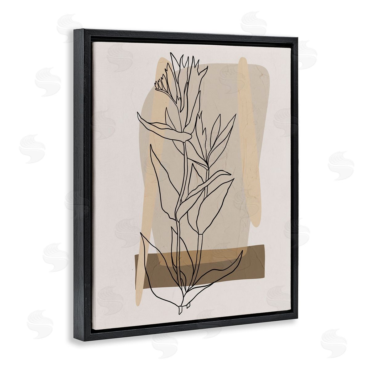 Southwestern Plant Leaves Black Floating Frame Canvas Wall Art, Home Decor by Regina Moore
