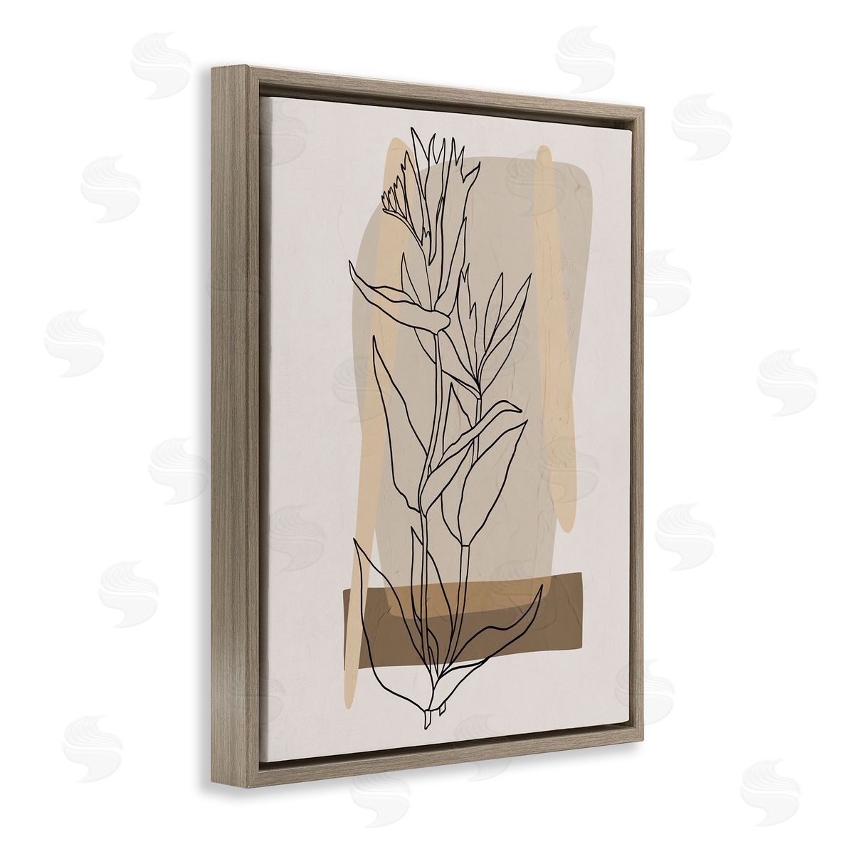 Southwestern Plant Leaves Brown Floating Frame Canvas Wall Art, Home Decor by Regina Moore