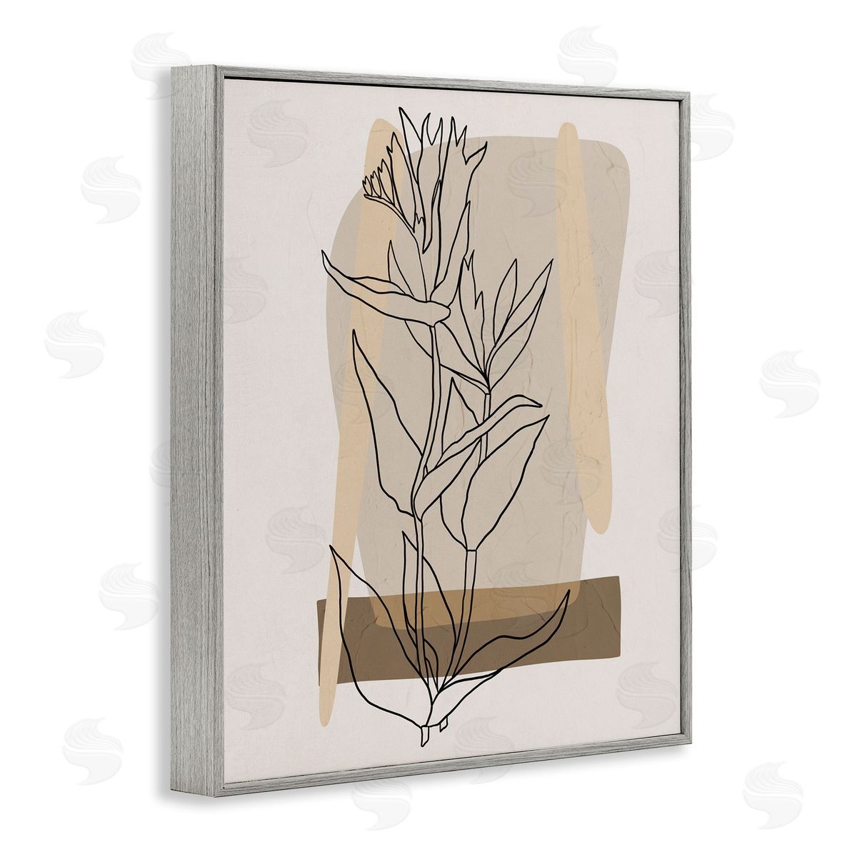 Southwestern Plant Leaves Grey Frame Print Wall Art, Home Decor by Regina Moore