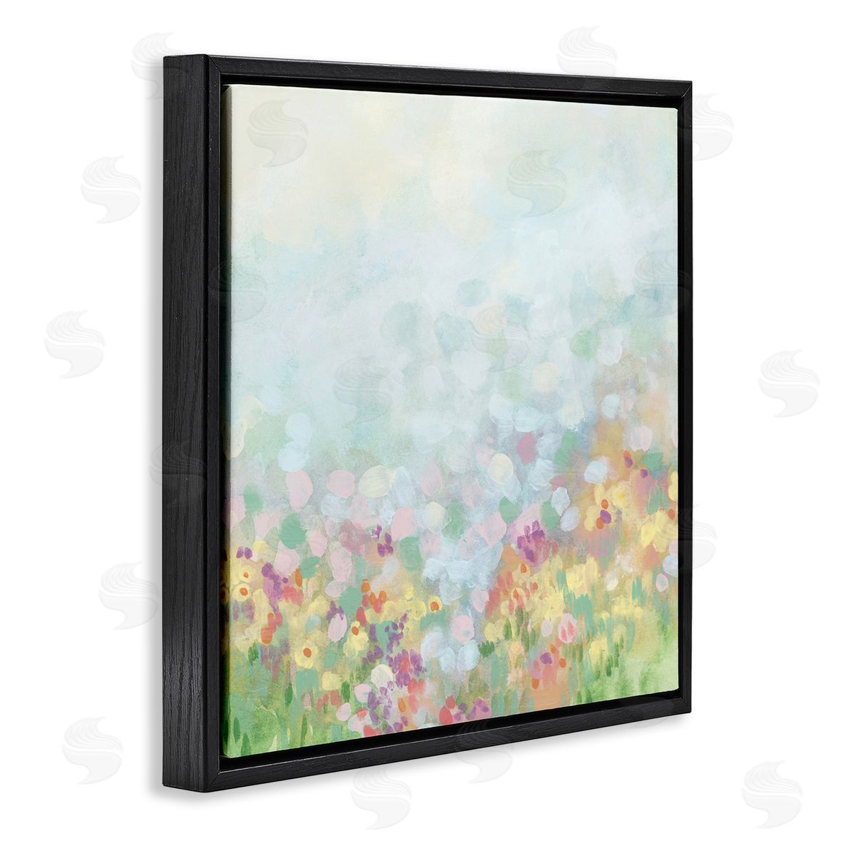 Abstract Soft Meadow Black Floating Frame Canvas Wall Art, Home Decor by June Erica Vess