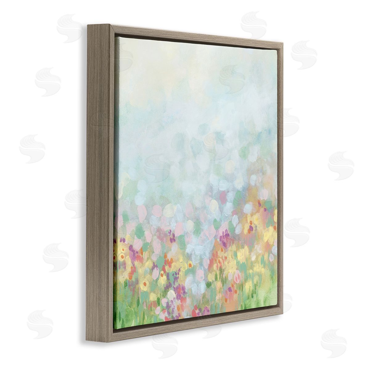 Abstract Soft Meadow Brown Floating Frame Canvas Wall Art, Home Decor by June Erica Vess