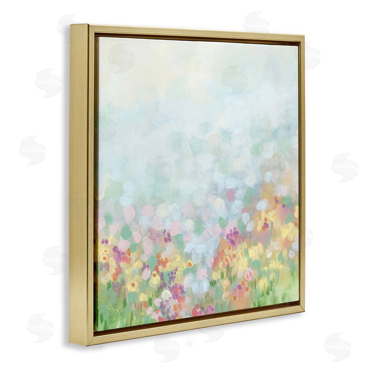 Abstract Soft Meadow Gold Floating Frame Canvas Wall Art, Home Decor by June Erica Vess