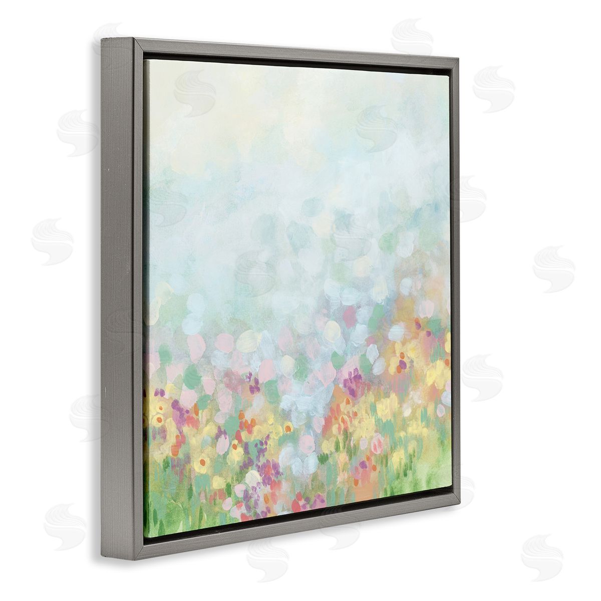 Abstract Soft Meadow Grey Floating Frame Canvas Wall Art, Home Decor by June Erica Vess
