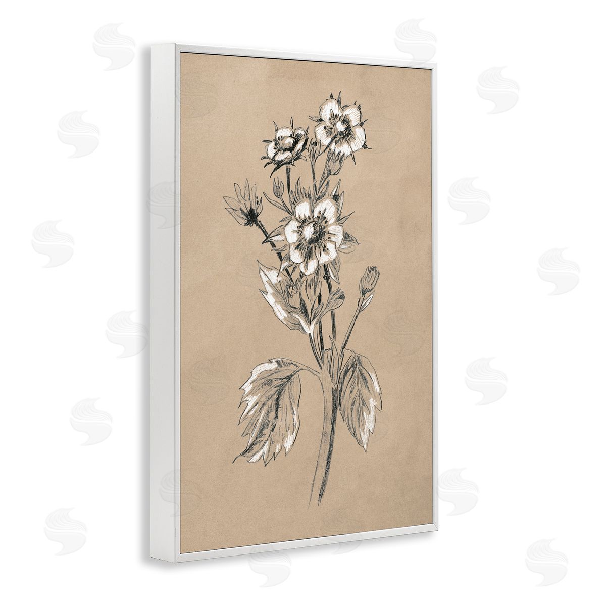Apple Blossom Drawing White Frame Print Wall Art, Home Decor by June Erica Vess