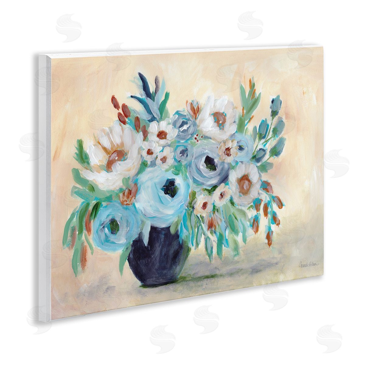 Round Blooms Bouquet Wood Plaque Wall Art, Home Decor by Amanda Hilburn