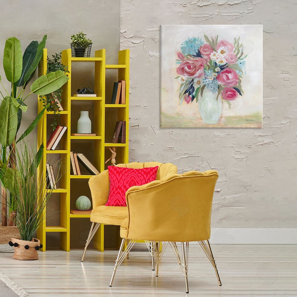 Amanda Hilburn Drooping Pink Roses Canvas Wall Art Print in Room