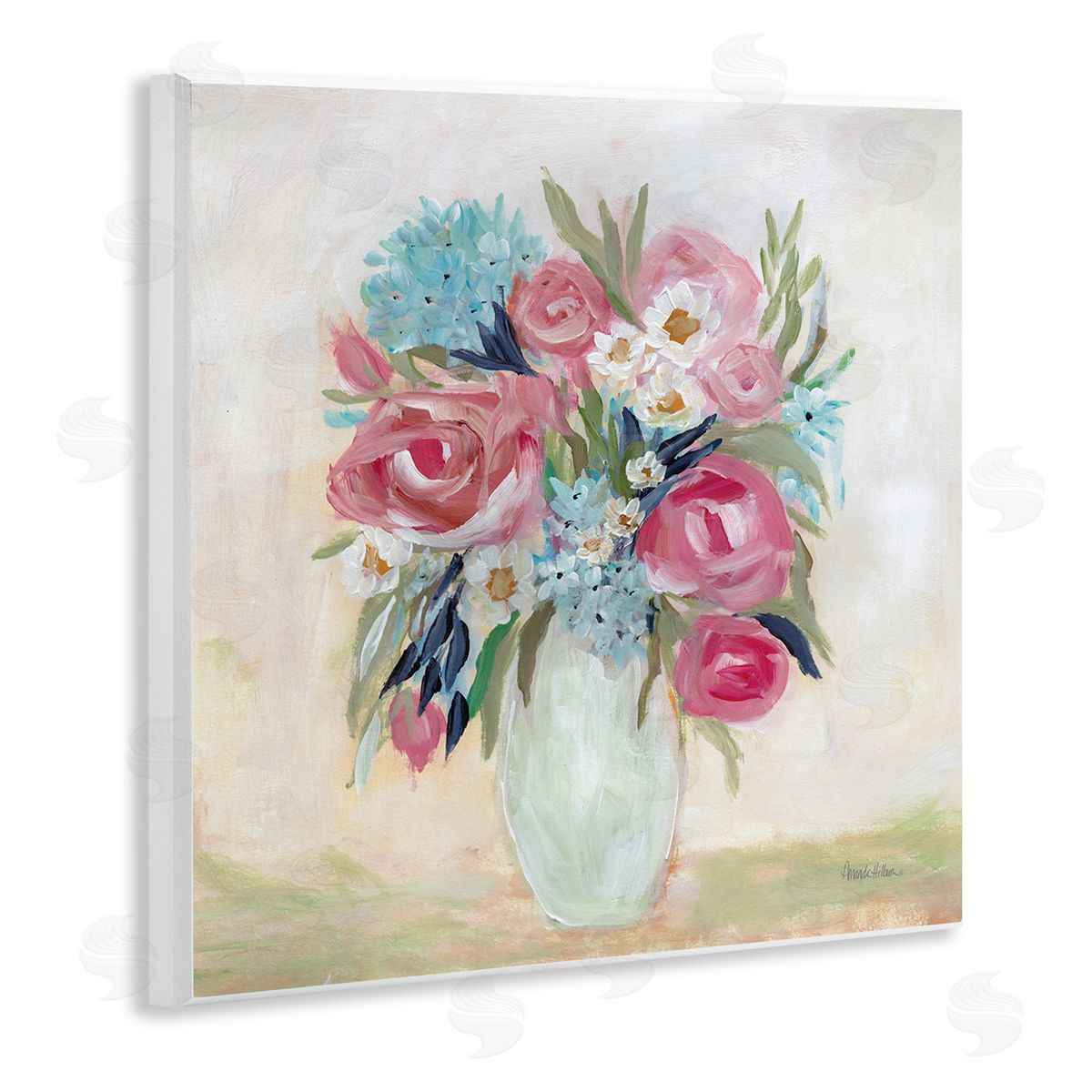 Amanda Hilburn Drooping Pink Roses Wooden Wall Plaque Art Print