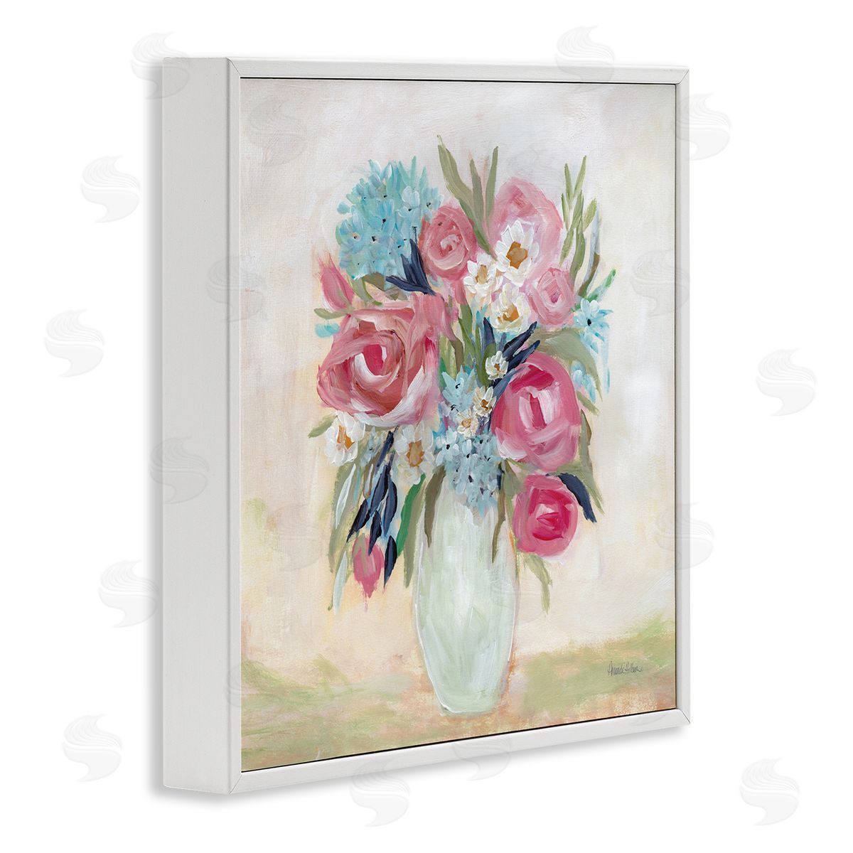 Amanda Hilburn Drooping Pink Roses White Framed Giclee Wall Art Print