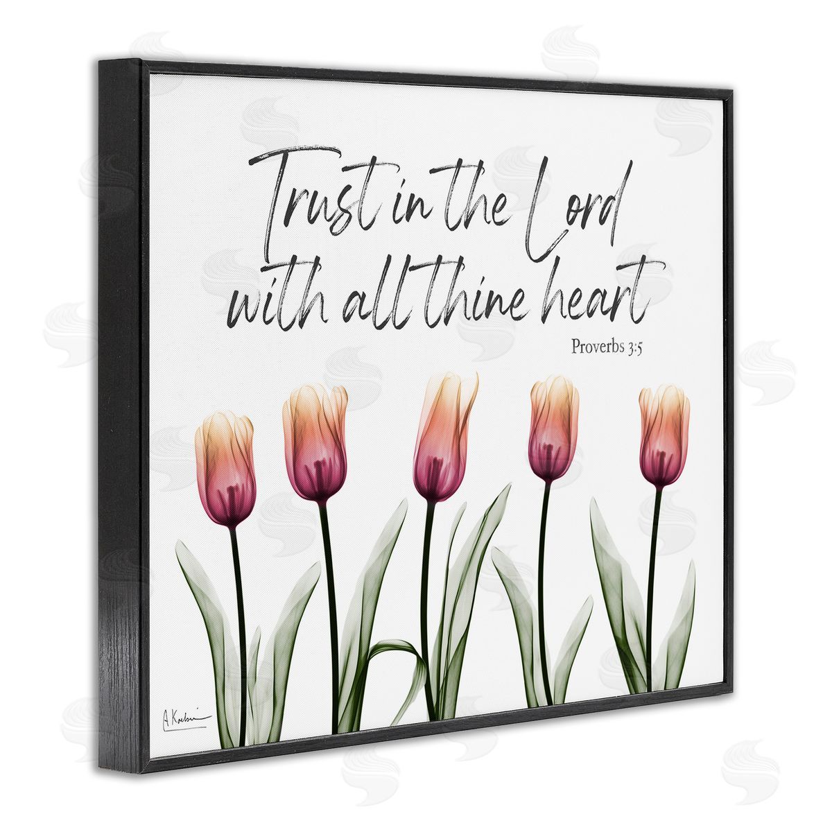 Trust The Lord Tulips Black Frame Print Wall Art, Home Decor by Albert Koetsier