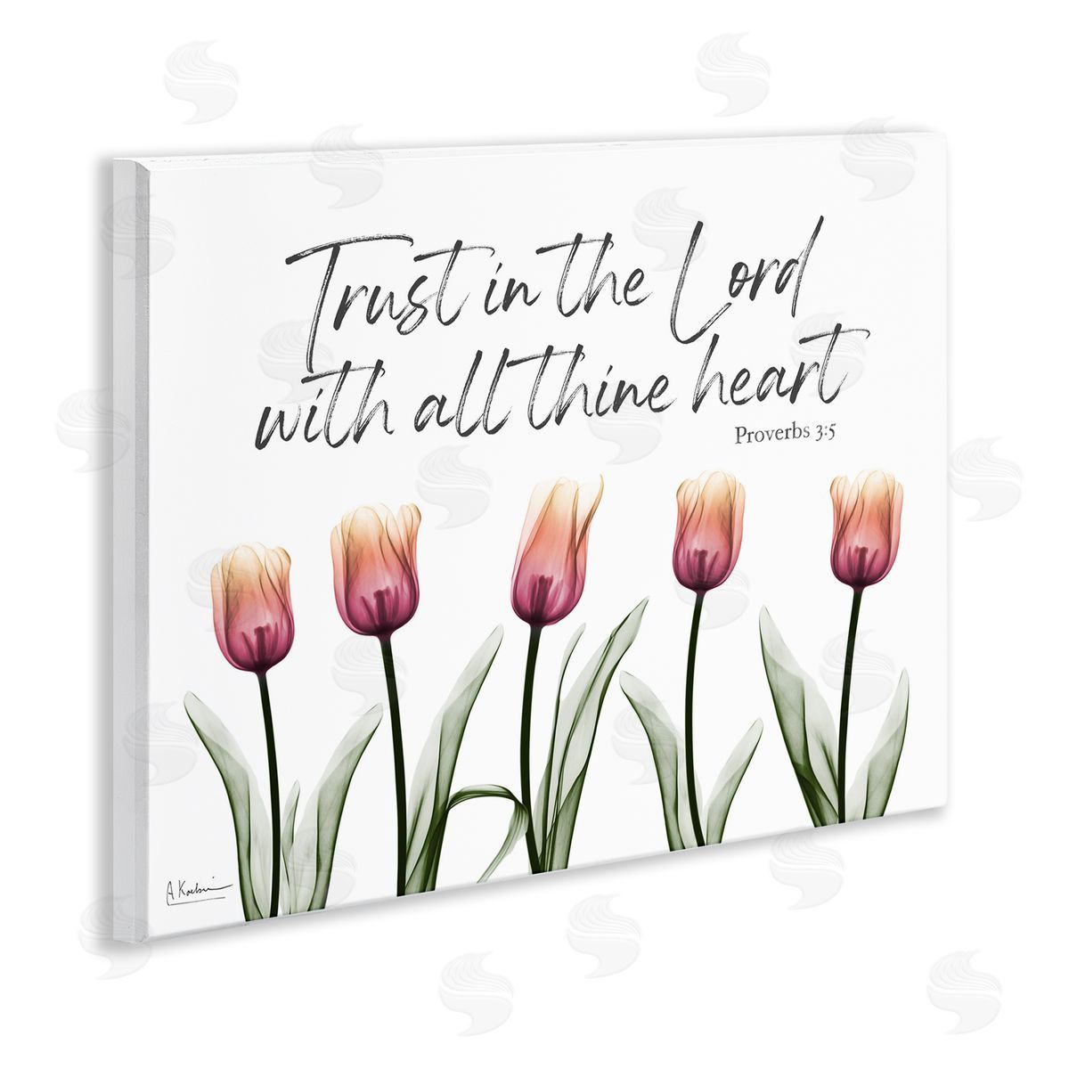Trust The Lord Tulips Wood Plaque Wall Art, Home Decor by Albert Koetsier