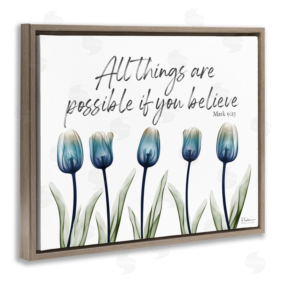 All Things Possible Tulips Brown Floating Frame Canvas Wall Art, Home Decor by Albert Koetsier