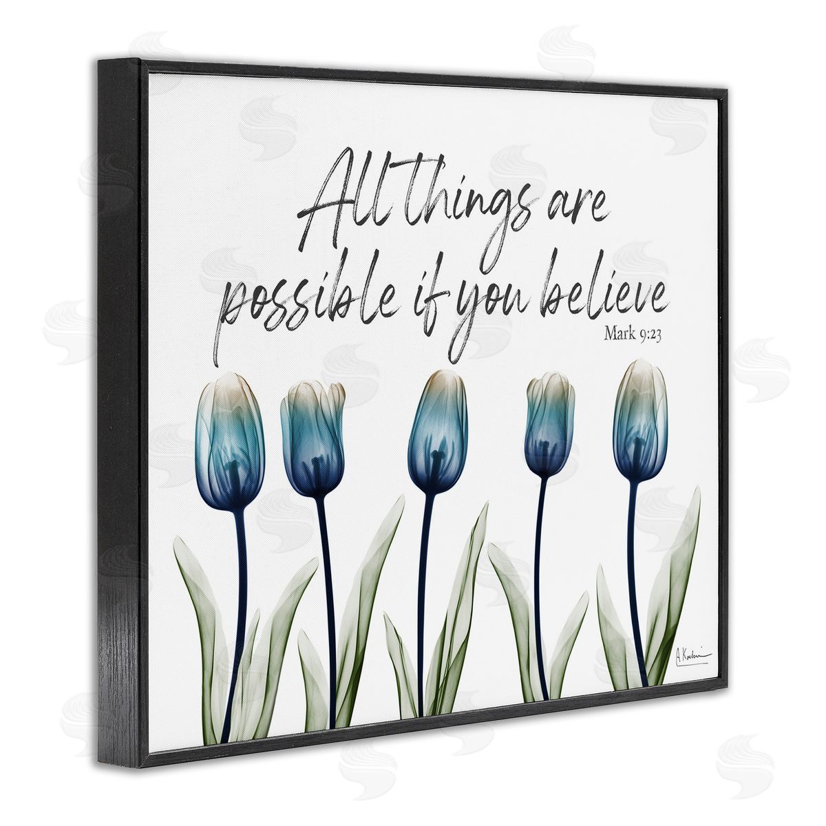 All Things Possible Tulips Black Frame Print Wall Art, Home Decor by Albert Koetsier