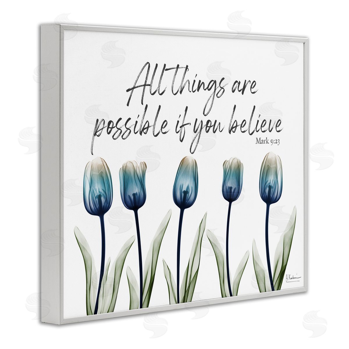 All Things Possible Tulips White Frame Print Wall Art, Home Decor by Albert Koetsier