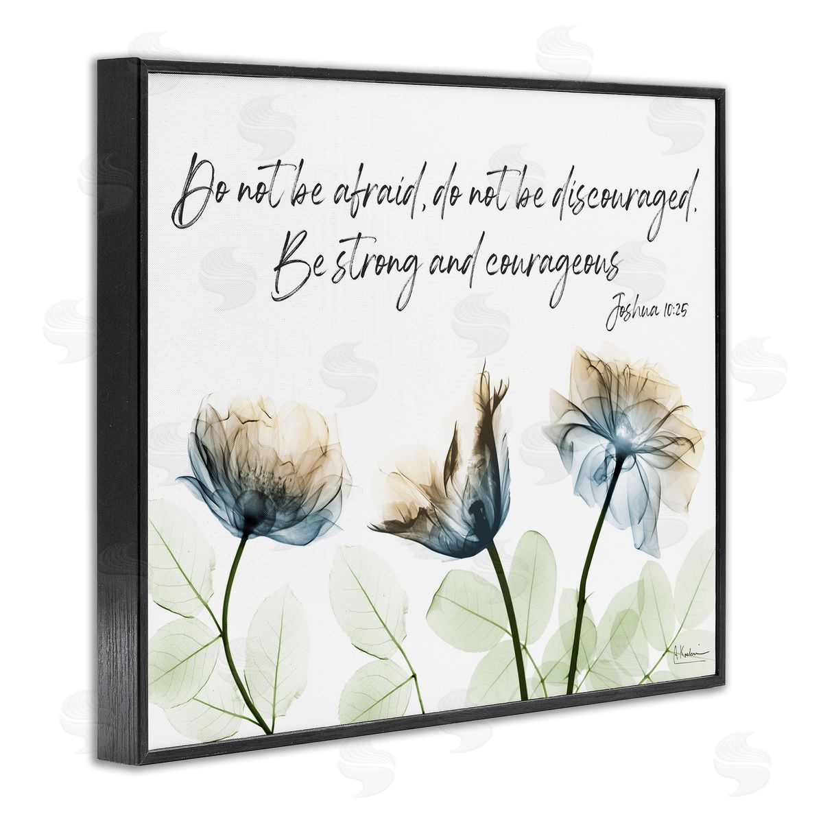 Strong and Courageous Floral Black Frame Print Wall Art, Home Decor by Albert Koetsier