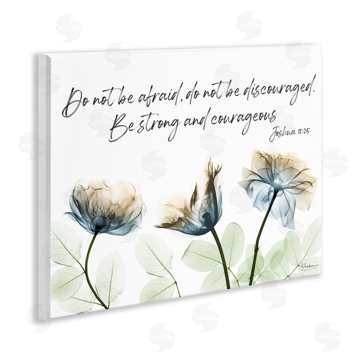 Strong and Courageous Floral Wood Plaque Wall Art, Home Decor by Albert Koetsier