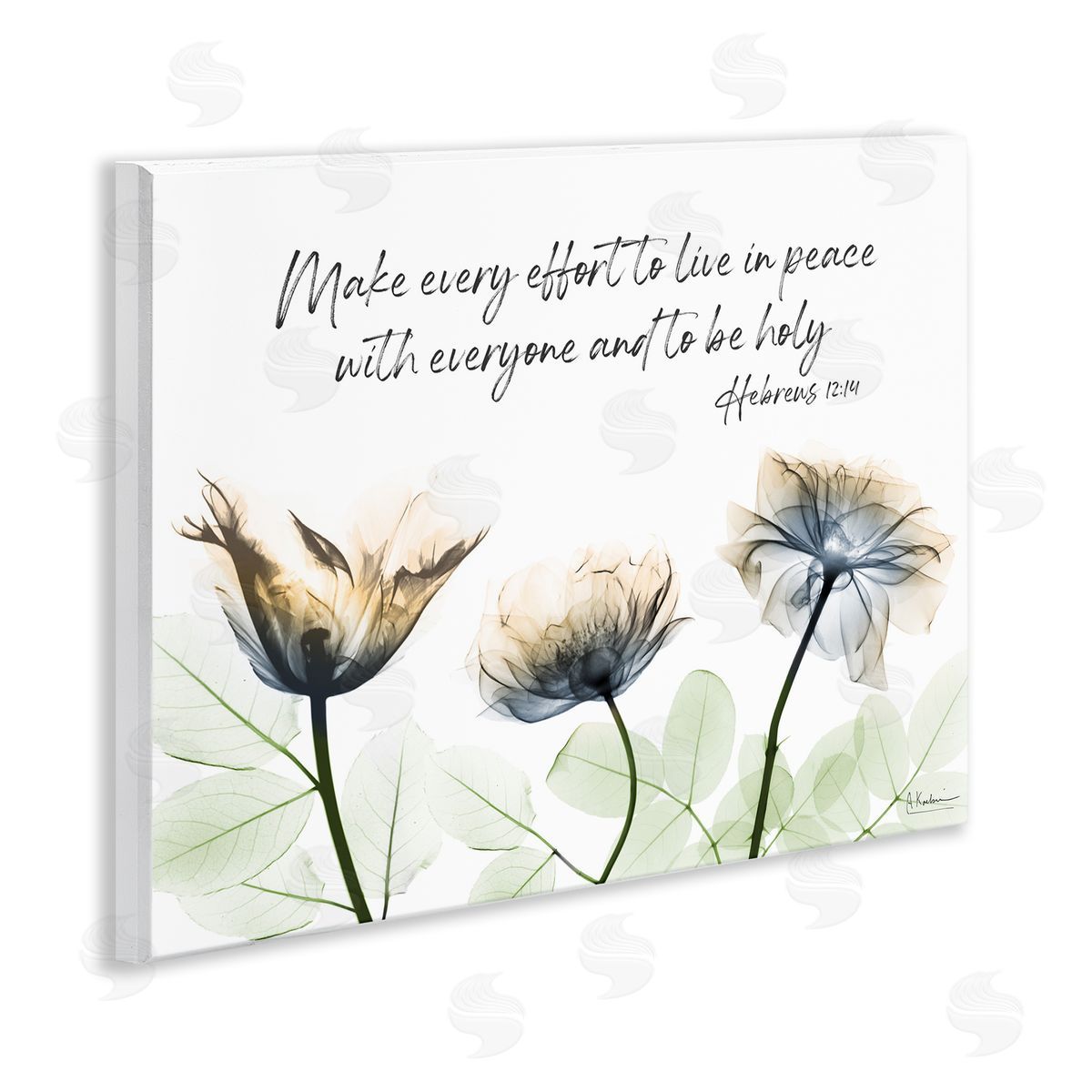 Live In Peace Floral Wood Plaque Wall Art, Home Decor by Albert Koetsier