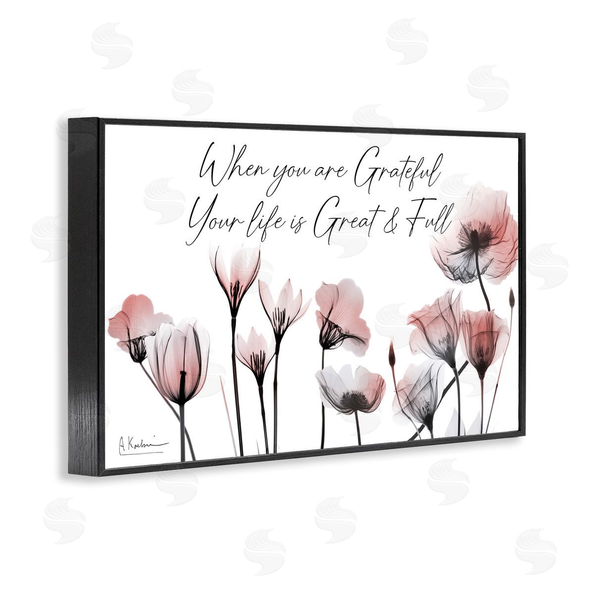 Grateful Faith Floral Black Frame Print Wall Art, Home Decor by Albert Koetsier