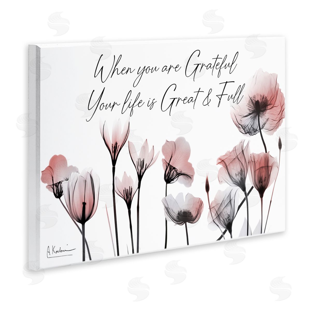 Grateful Faith Floral Wood Plaque Wall Art, Home Decor by Albert Koetsier