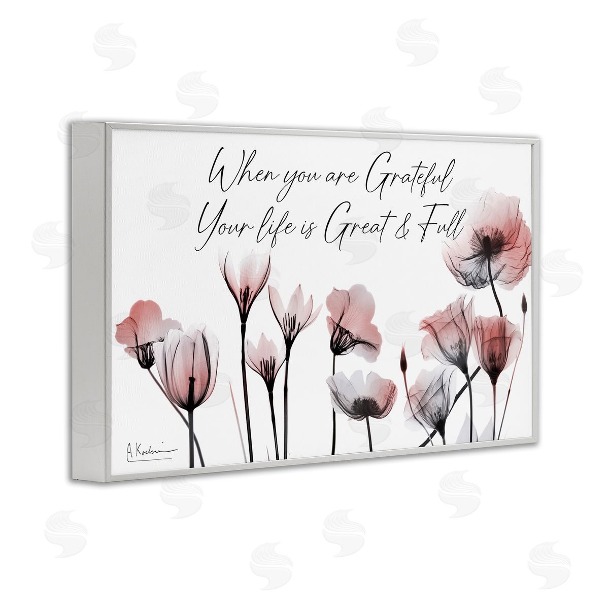 Grateful Faith Floral White Frame Print Wall Art, Home Decor by Albert Koetsier