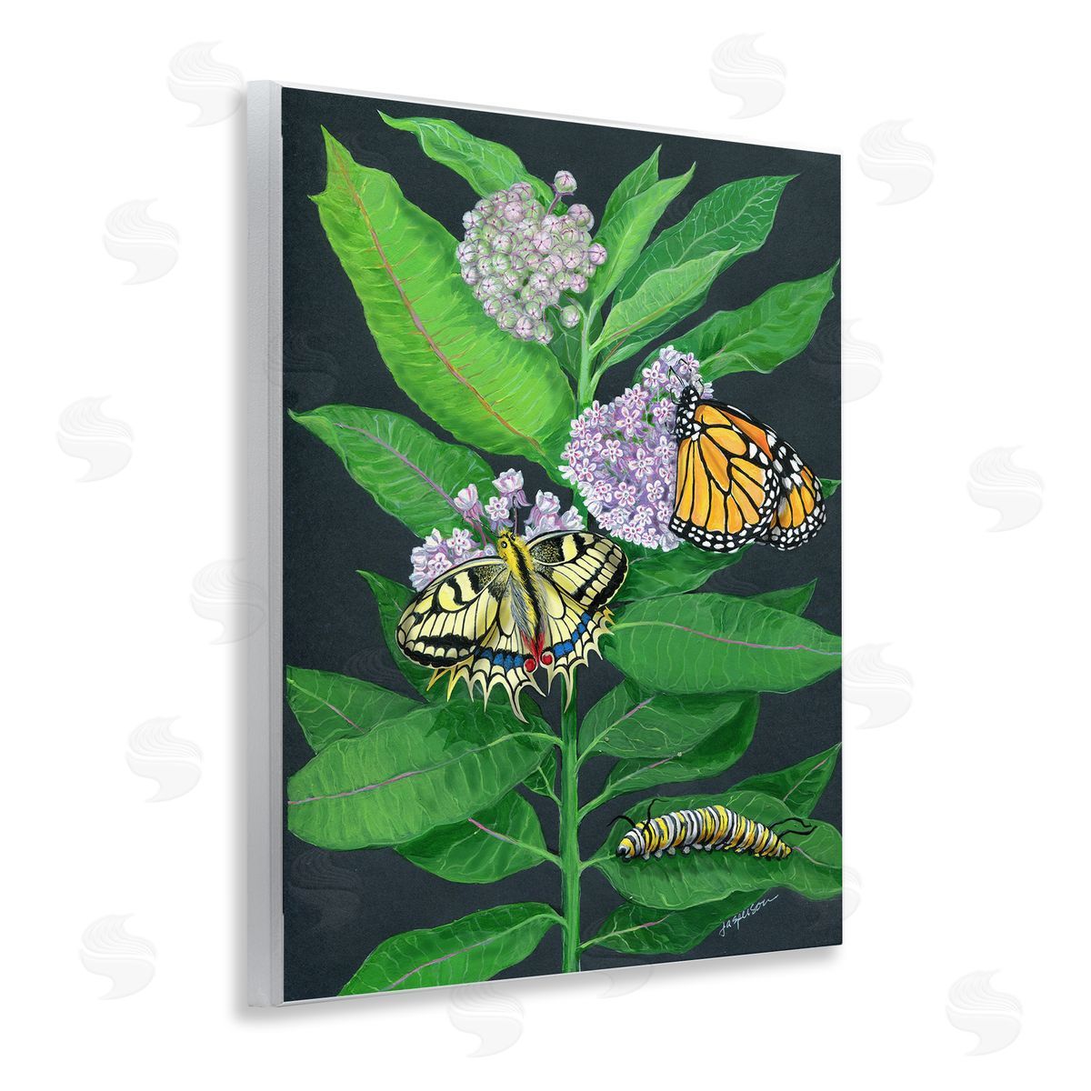 Vintage Milkweed and Insects Wood Plaque Wall Art, Home Decor by Ann Jasperson