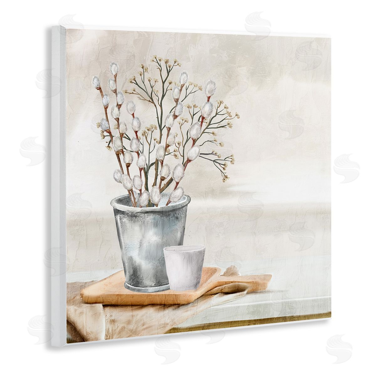 Pussy Willow Still Life Wood Plaque Wall Art, Home Decor by Ann Bailey