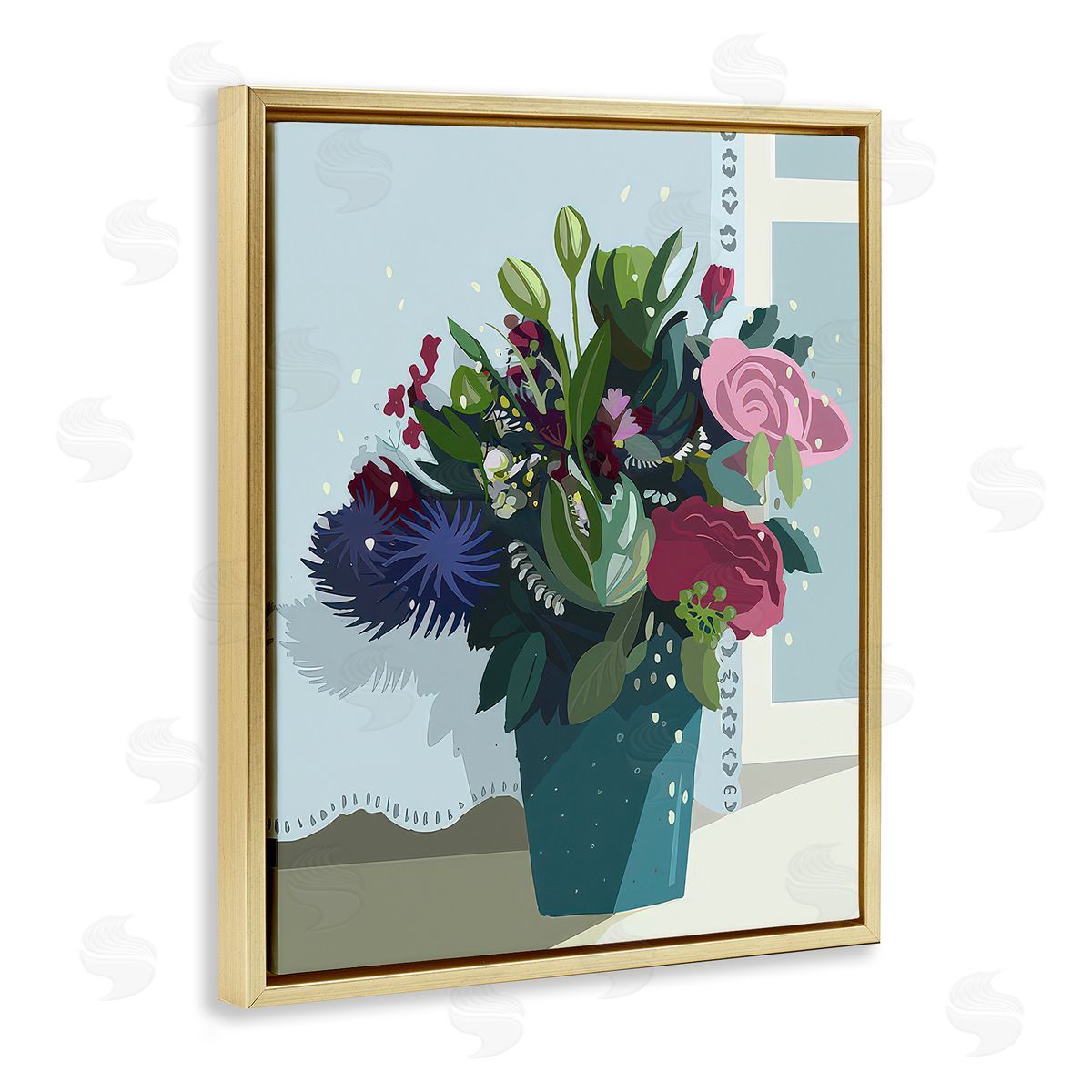 Betty Boynes After The Wedding Bouquet Gold Floating Frame Canvas Wall Art Print