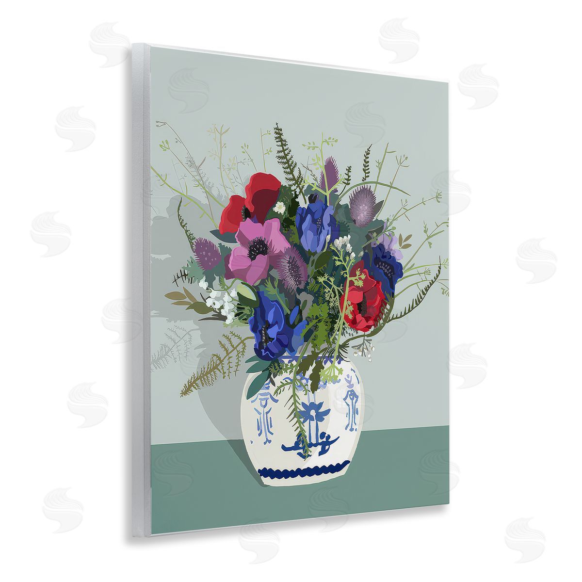 Betty Boynes Ginger Jar & Anemones Wooden Wall Plaque Art Print