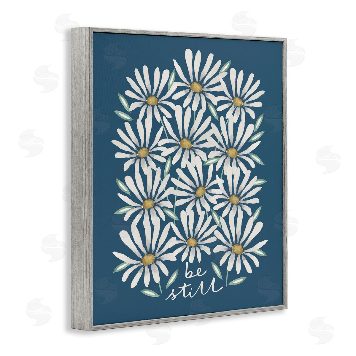 Be Still Daisy Pattern Grey Frame Print Wall Art, Home Decor by Blue Chair Blessing