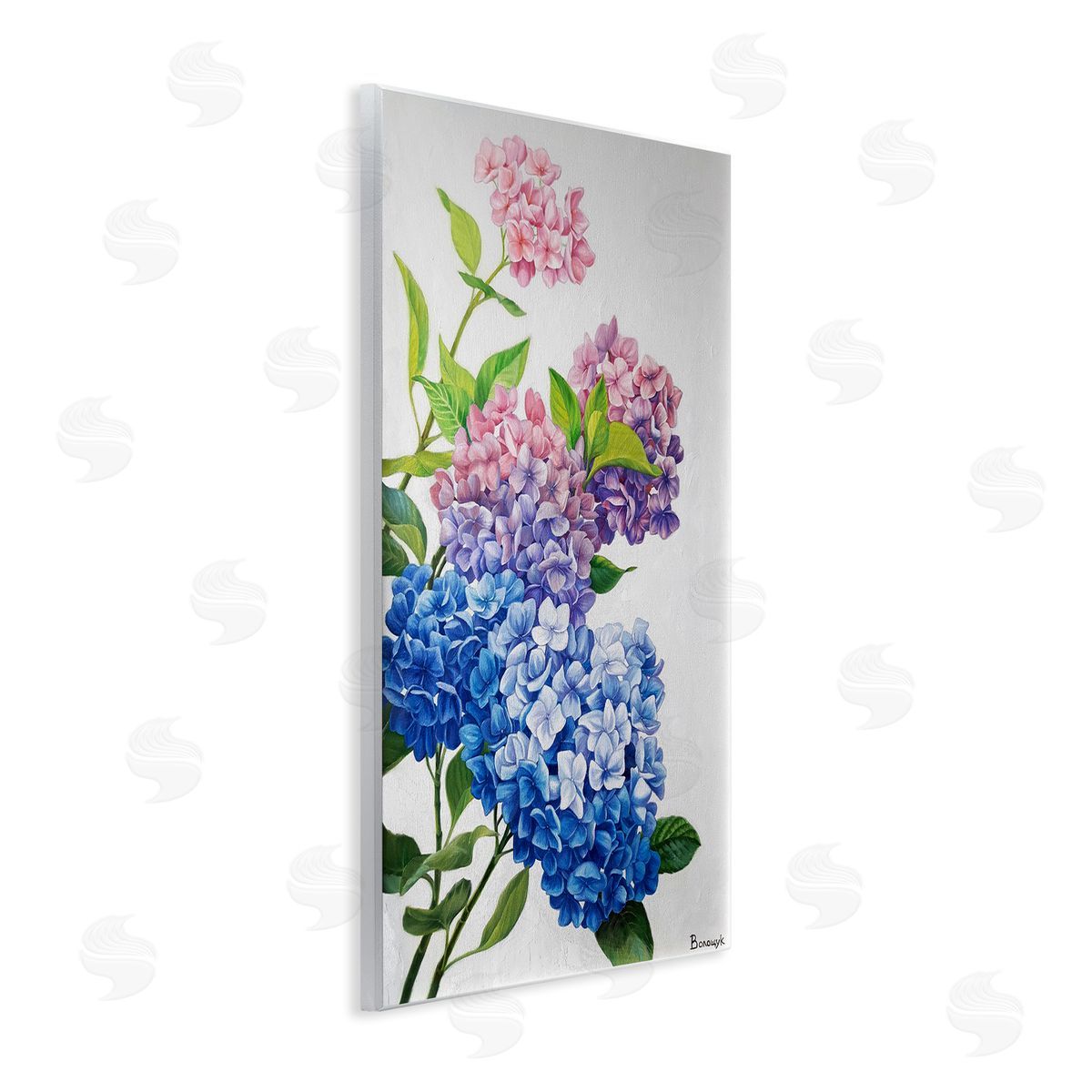 Detailed Hydrangea Gradient Wood Plaque Wall Art, Home Decor by Myroslava Voloschuk