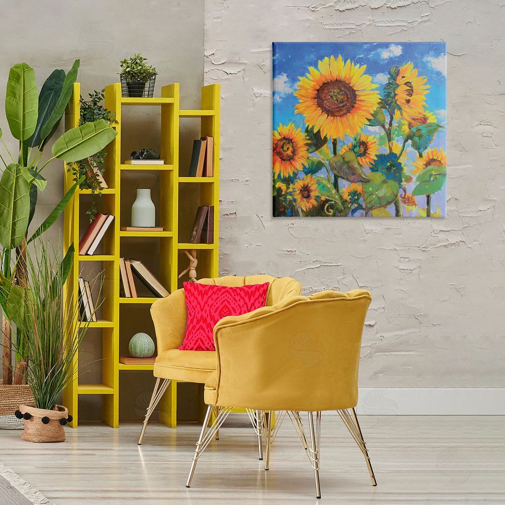 Catherine Elliot Lost Acres Sunflowers Canvas Wall Art Print in Room