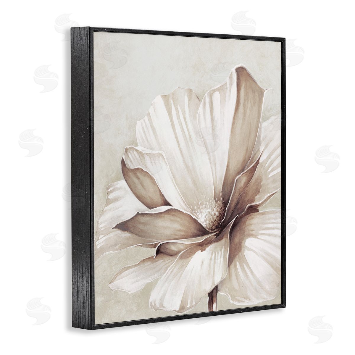 White Flower Petals Black Frame Print Wall Art, Home Decor by Cloverfield and Co.