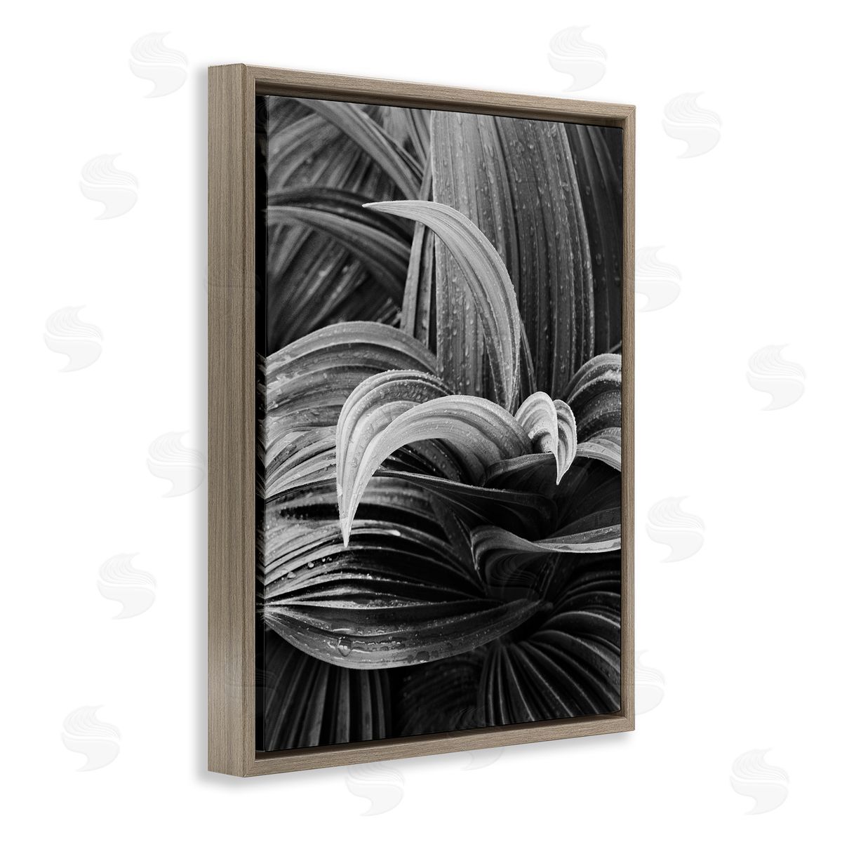 Wet Leaves Detail Brown Floating Frame Canvas Wall Art, Home Decor by Chip Forelli