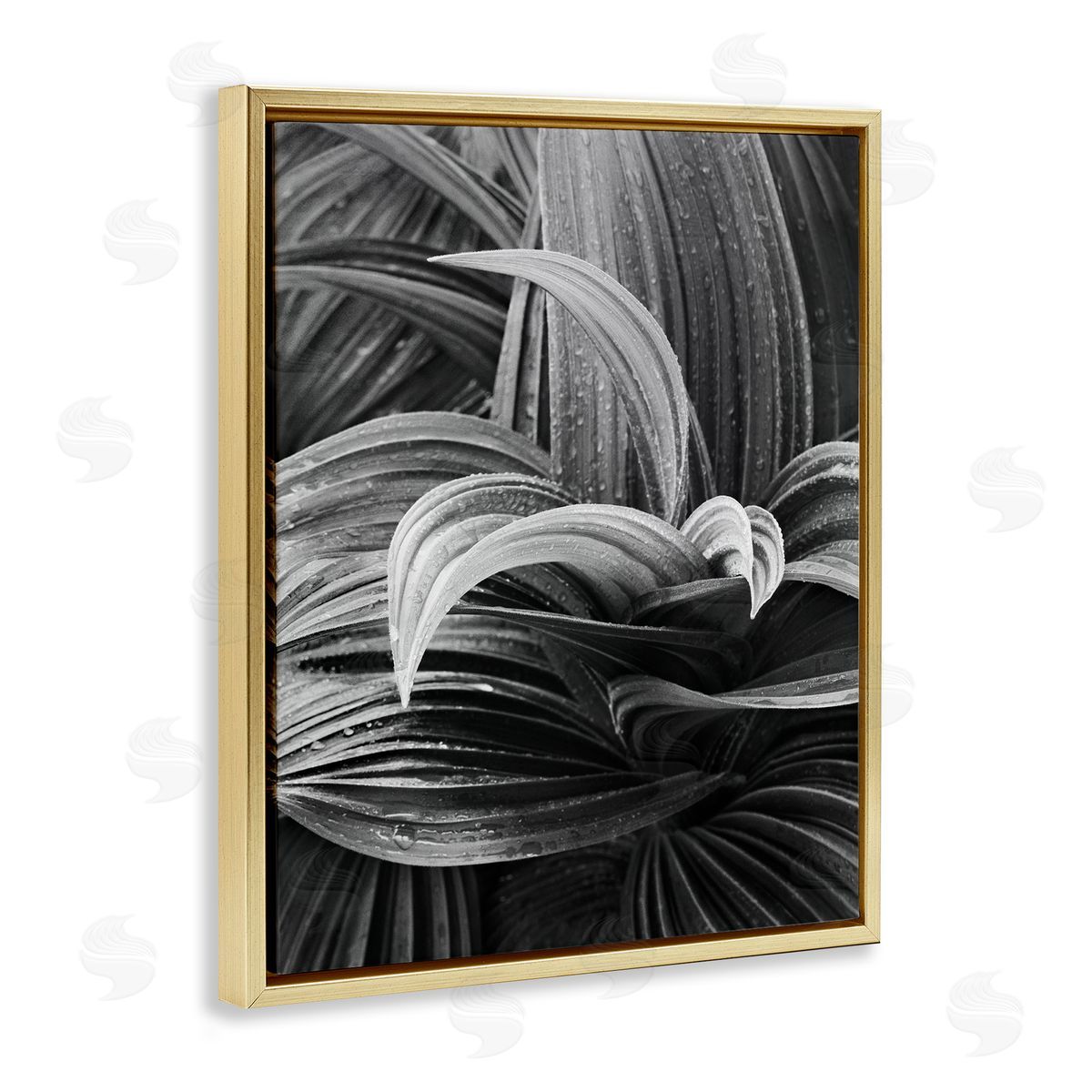 Wet Leaves Detail Gold Floating Frame Canvas Wall Art, Home Decor by Chip Forelli