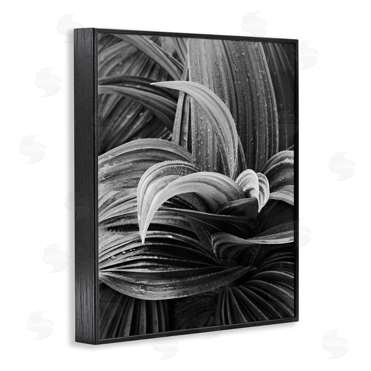 Wet Leaves Detail Black Frame Print Wall Art, Home Decor by Chip Forelli