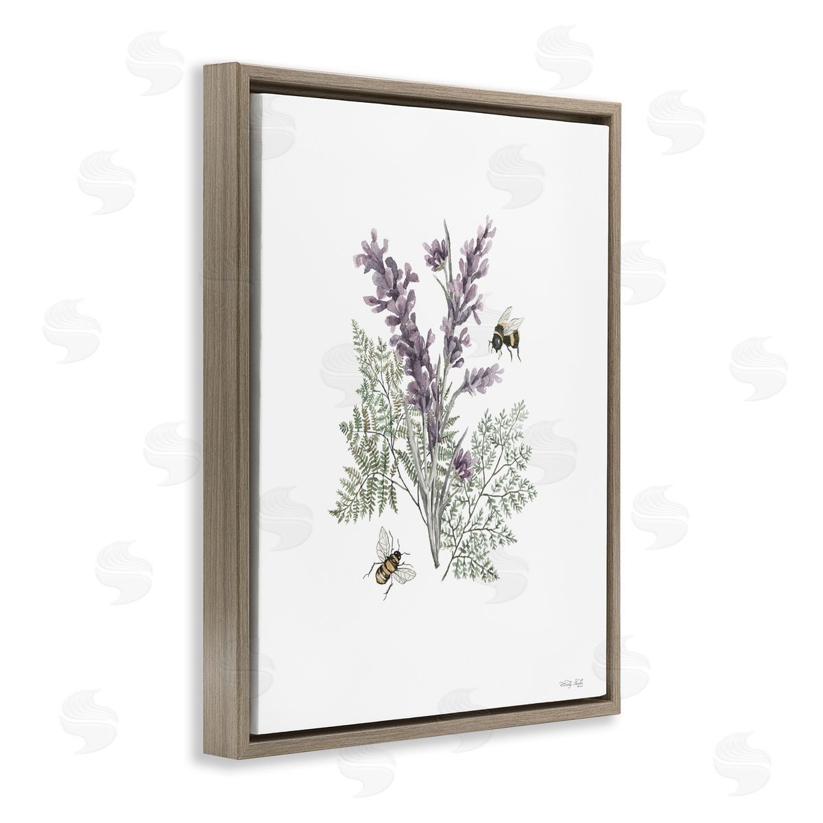 Bumble Bees and Lavender Brown Floating Frame Canvas Wall Art, Home Decor by Cindy Jacobs