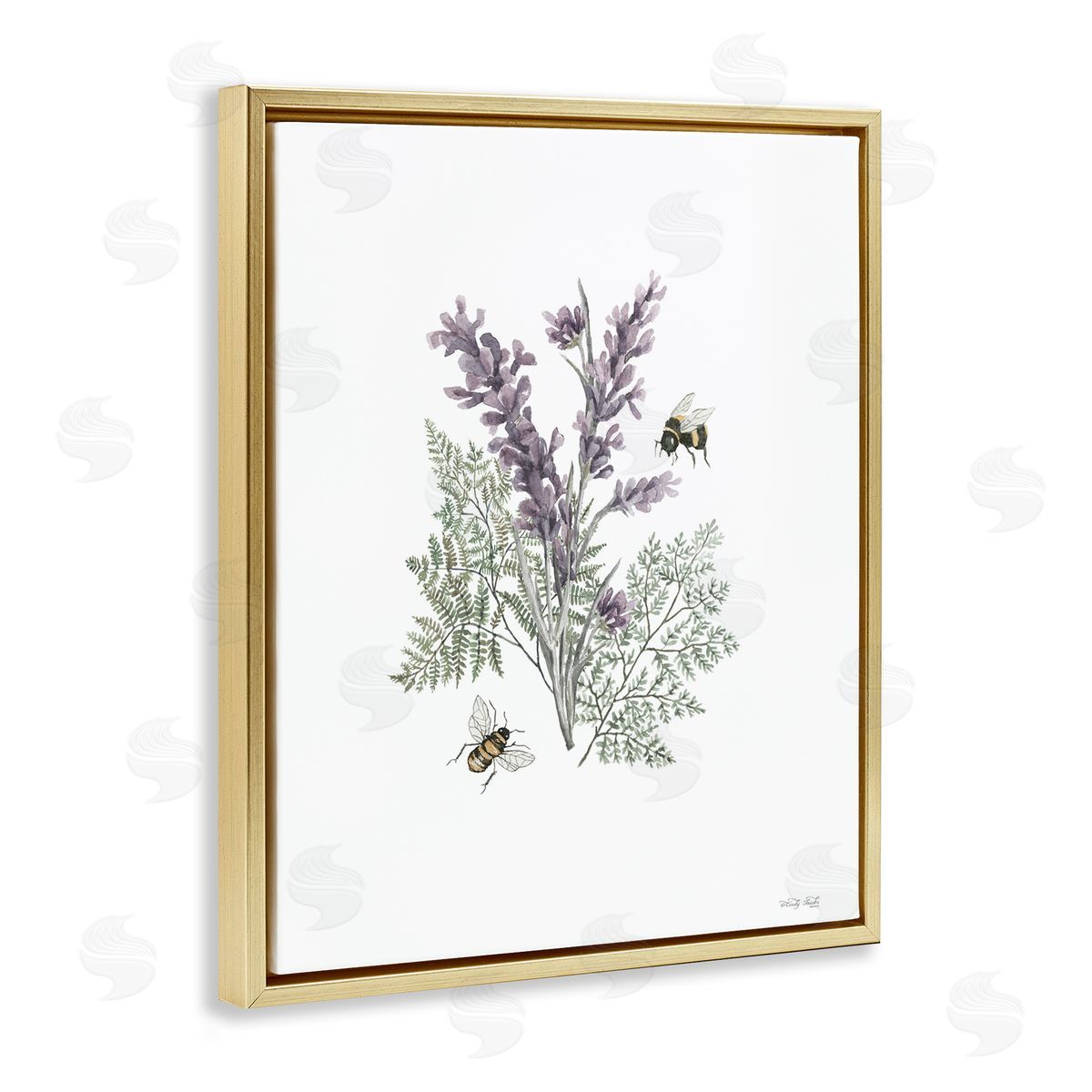 Bumble Bees and Lavender Gold Floating Frame Canvas Wall Art, Home Decor by Cindy Jacobs