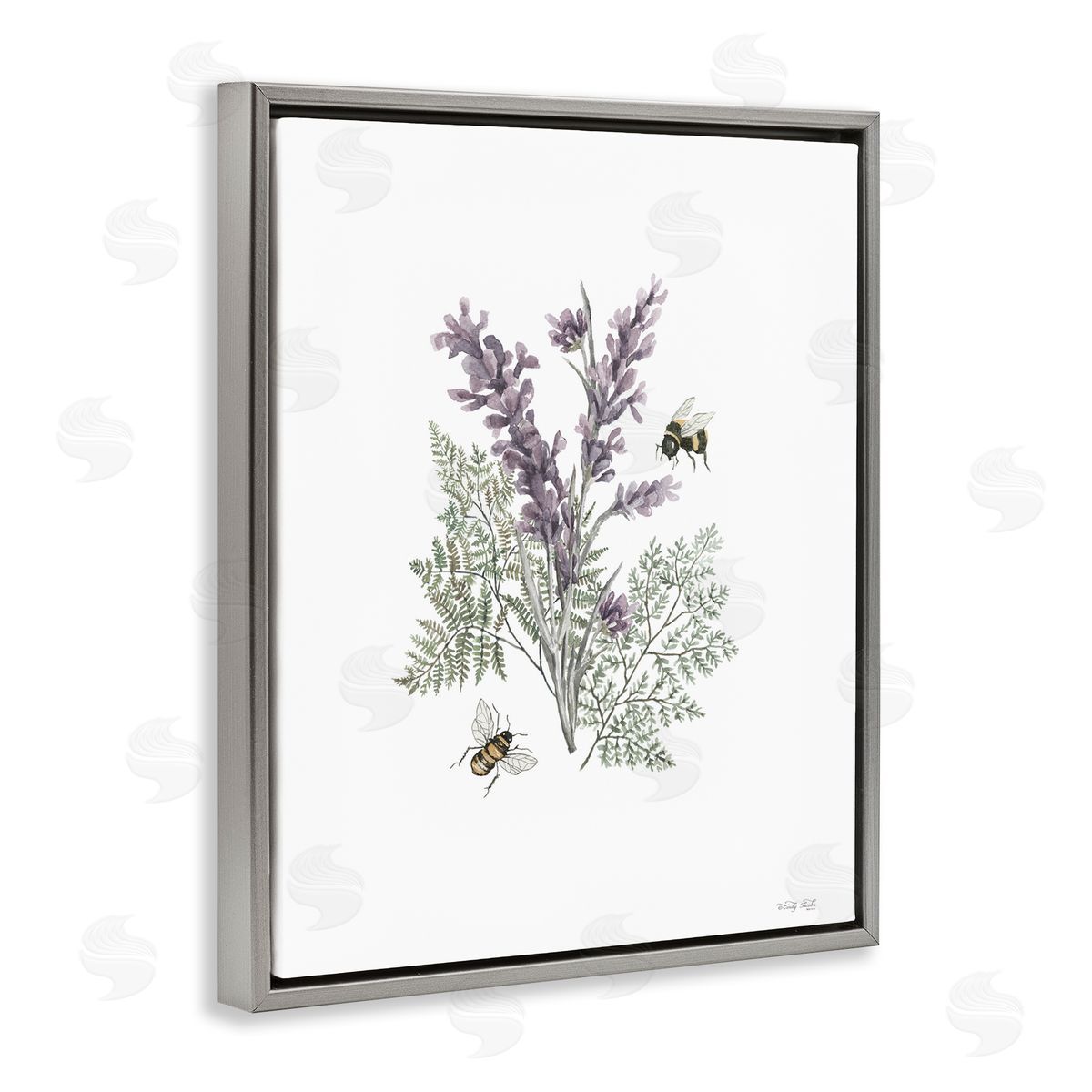 Bumble Bees and Lavender Grey Floating Frame Canvas Wall Art, Home Decor by Cindy Jacobs